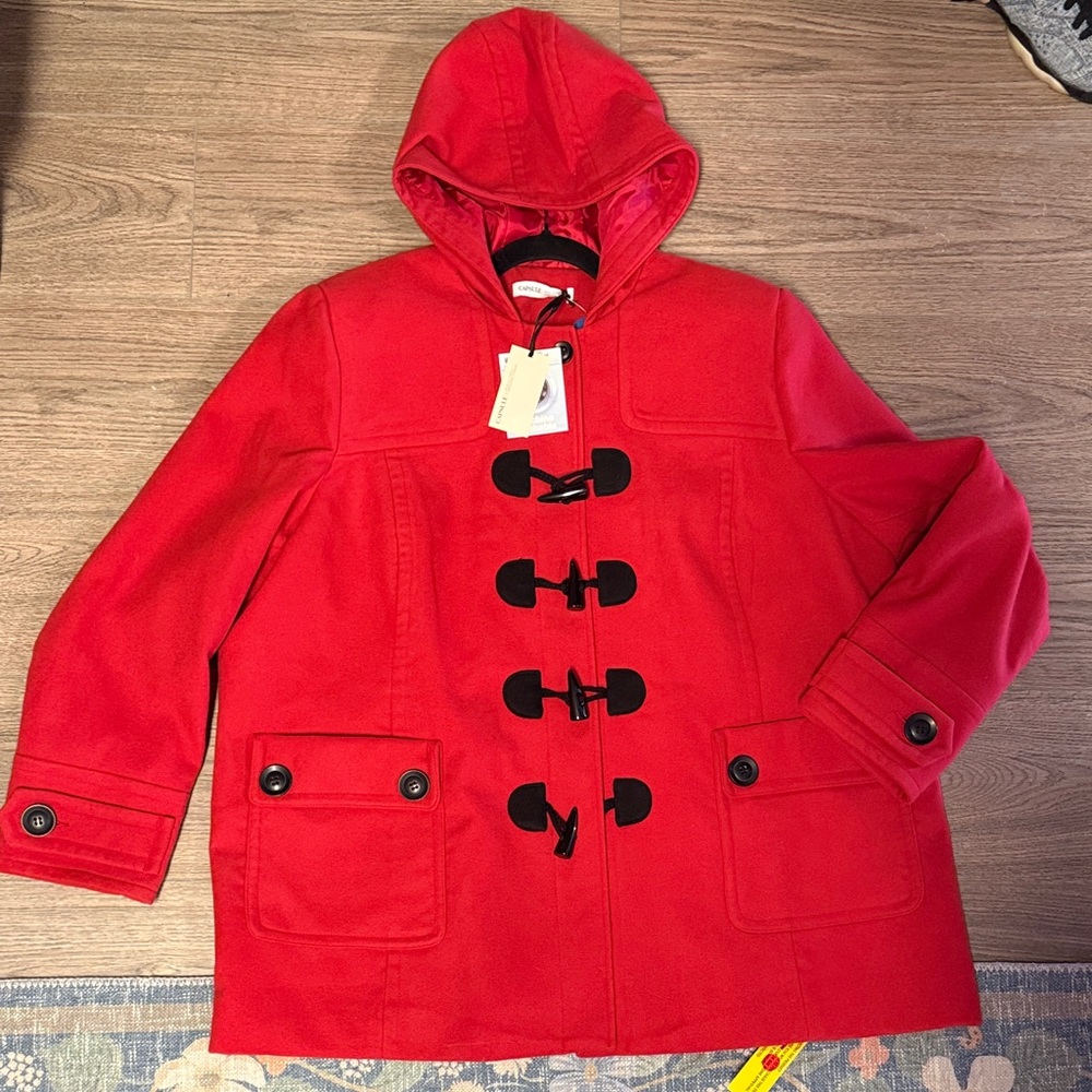 NWT Capsule Red Duffel Coat with Hood